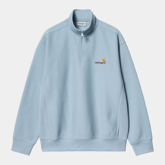 Carhartt WIP Half Zip American Script Sweatshirt (Frosted Blue)