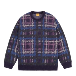 Dime Plaid Mohair Knit purple