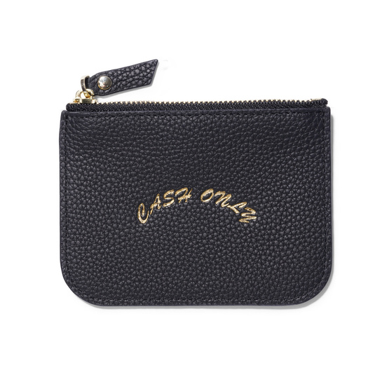 Cash Only Leather Zip Wallet (Black)